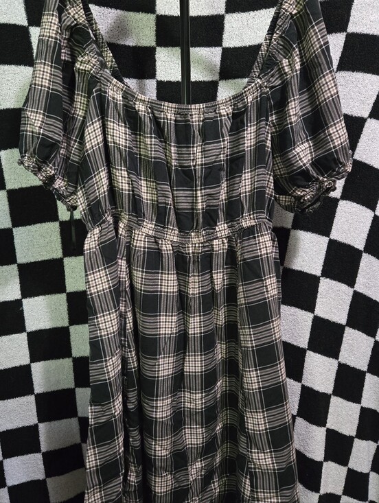 torrid Dresses & Skirts - Torrid Plaid Mini Dress Size 1 NWOT Puff Sleeve Pockets Cottagecore